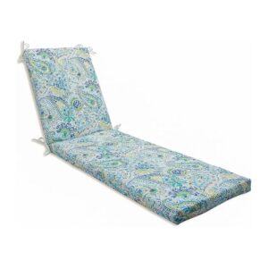 Outdoor Indoor Solid Back Chaise Lounge Cushion with Paisley Pattern and Polyester Fill