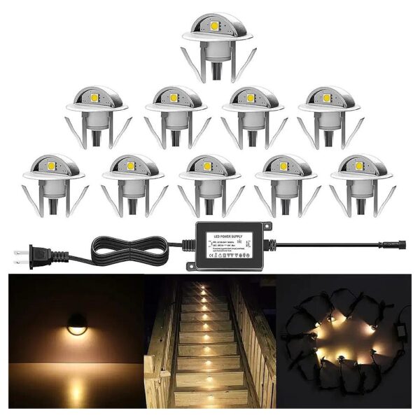 Outdoor LED Stair Lighting Kit Warm White Recessed Wood IP65 Waterproof Low Voltage