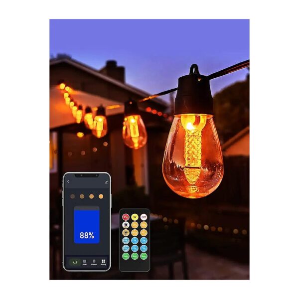 Outdoor LED String Lights with Dimmer App Control for Patio Garden Backyard