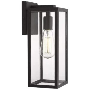 Outdoor Lighting Fixtures, Wall Mounted Lantern with Clear Glass, Black Finish