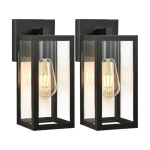 Outdoor Lighting Fixtures with Glass Shades E26 Sockets Modern Black Exterior Waterproof