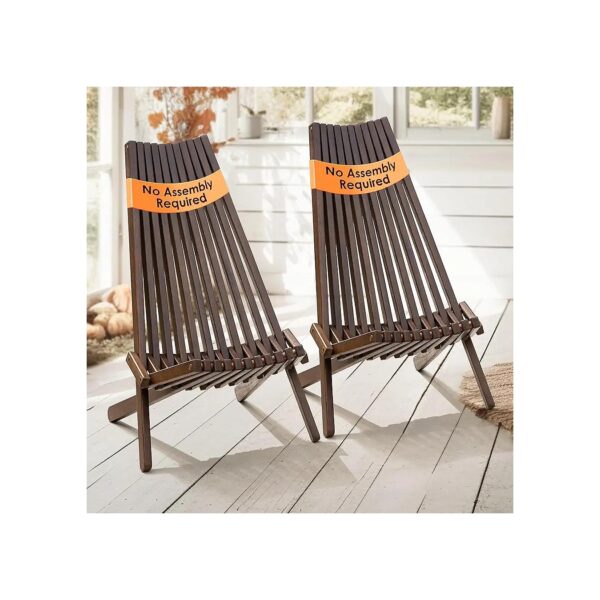 Outdoor Lounge Chairs with Eucalyptus Wood, Solid Back, and Foldable Design