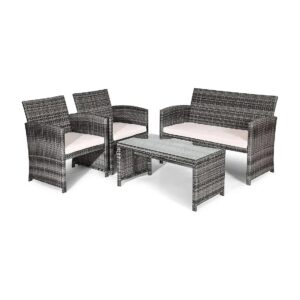 Outdoor Patio Furniture Set with Comfy Sofas and Coffee Table for Garden Backyard