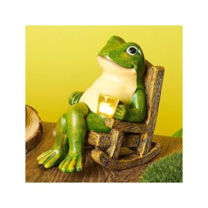 Outdoor Patio Home Yard Office Decoration with Solar Powered Frog Garden Statue