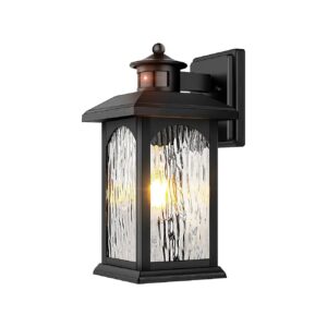 Outdoor Patio Lighting with Motion Sensor and Water Rippled Glass Shades