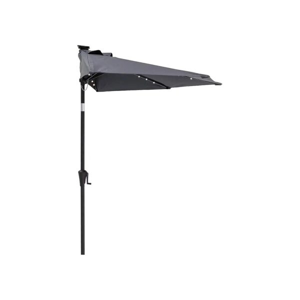 Outdoor Patio Market Half Round Umbrella with Solar LED Lights and Adjustable Tilt