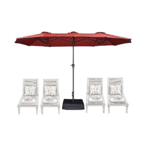 Outdoor Patio Table Umbrella with Base Included and UV Block Canopy for Summer Shade