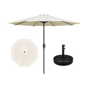 Outdoor Patio Umbrella with 8 Ribs and 50lbs Capacity Base for Lawn or Deck Shade