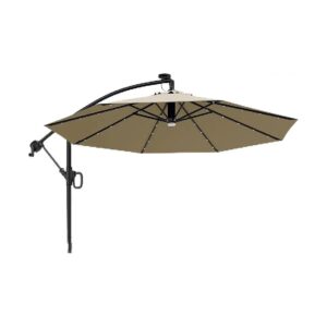 Outdoor Patio Umbrella with Solar Electric Panel and LED Lights for All-Day Functionality