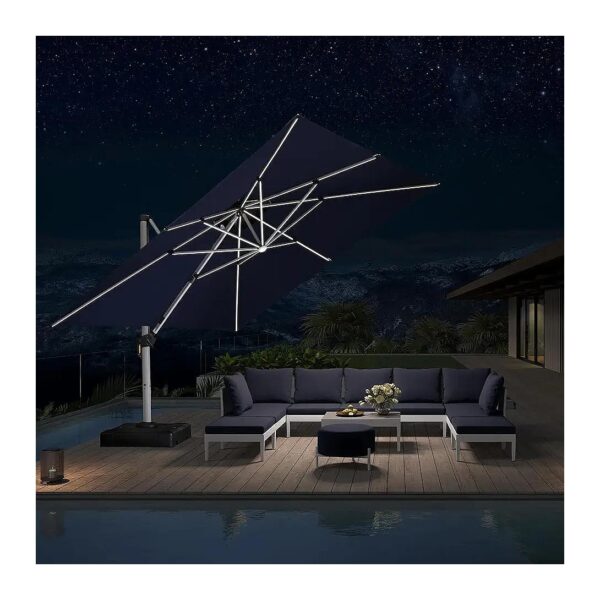 Outdoor Patio Umbrella with Solar Powered LED Lights and Heavy Duty Aluminum Frame