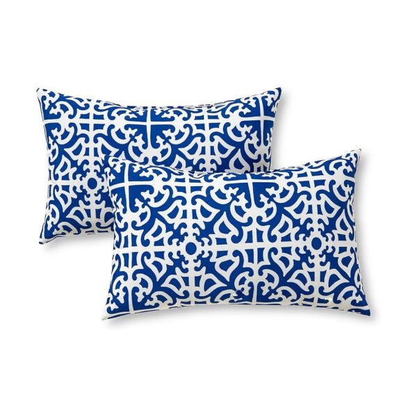 Outdoor Polyester Rectangle Throw Pillow Set of 2 Azure Heavy Duty