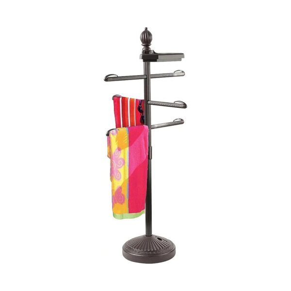 Outdoor Pool and Spa Towel Rack with Swivel Accessory Table and Cords