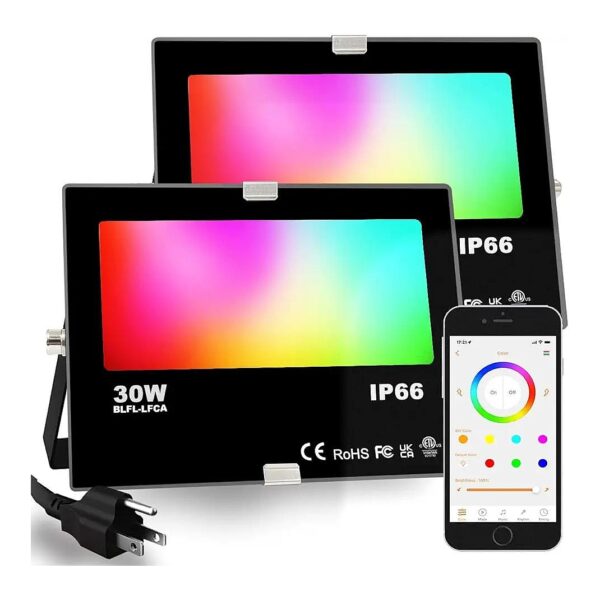 Outdoor RGBW Color Changing Floodlights with 12 Dynamic Modes and 64 Light Control