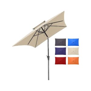 Outdoor Rectangle Patio Umbrella with 2 Tiers and Push Button Tilt for Adjustable Shade