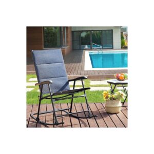 Outdoor Rocking Chair with Textilene Fabric, Hard Armrest, and Foldable Design