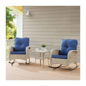 Outdoor Rocking Chairs Set with High-Backrest and Smooth Rocking Motion for Comfort