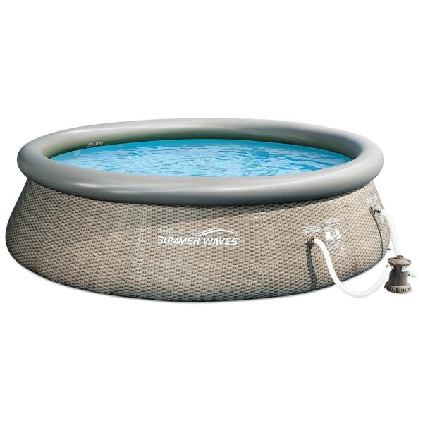 Outdoor Round Inflatable Swimming Pool with Filter Pump and Quick Release Drain