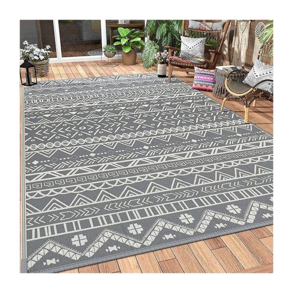 Outdoor Rug with Double-sided Patterns for Patio Deck Balcony and RV Camping