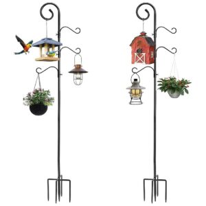 Outdoor Shepherd's Hooks for Birdhouses, Bird Feeders, and Plant Pots with 4 Hooks