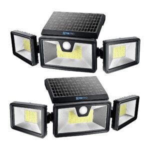 Outdoor Solar Flood Lights 3 Heads 216 LEDs 2200LM 6500K Extra-Wide Adjustable 360deg