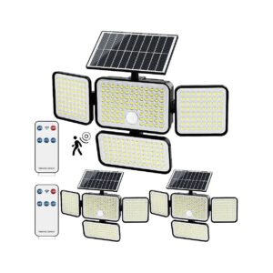 Outdoor Solar Flood Lights with 4 Adjustable Heads and Bright Cool White LED Light