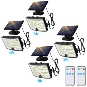 Outdoor Solar Flood Lights with Remote Control and 3 Modes of Operation for Convenience