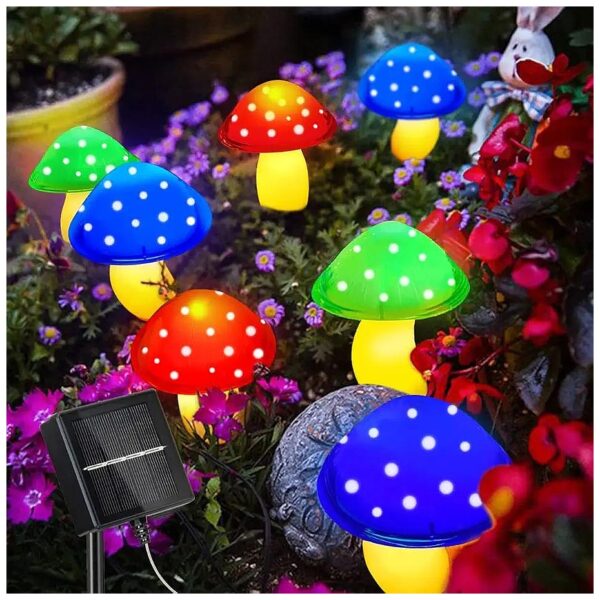 Outdoor Solar Garden Lights with 6 Pack Mushroom Lights LED