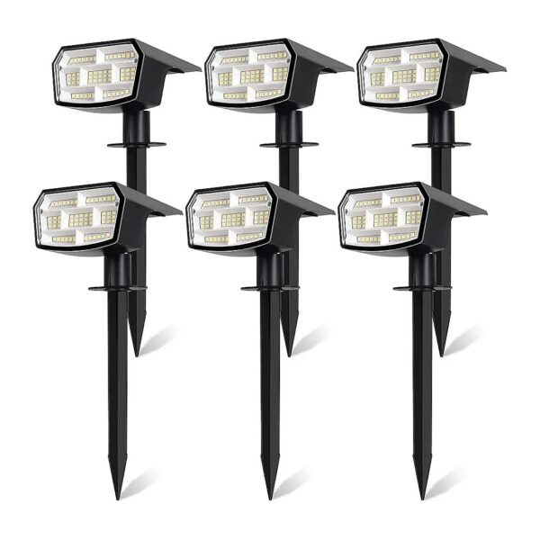 Outdoor Solar Landscape Lighting 6-Pack Cool White Solar Spot Lights for Yard and Garden