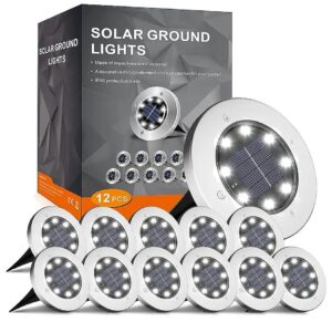 Outdoor Solar Lighting Kit, 12 Pack Wireless LED Garden Lights with Cold White Finish