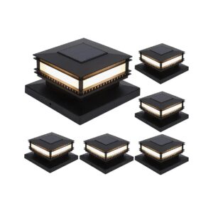 Outdoor Solar Powered Post Cap Lights 6 Pack High Brightness LED Lighting for Garden Deck