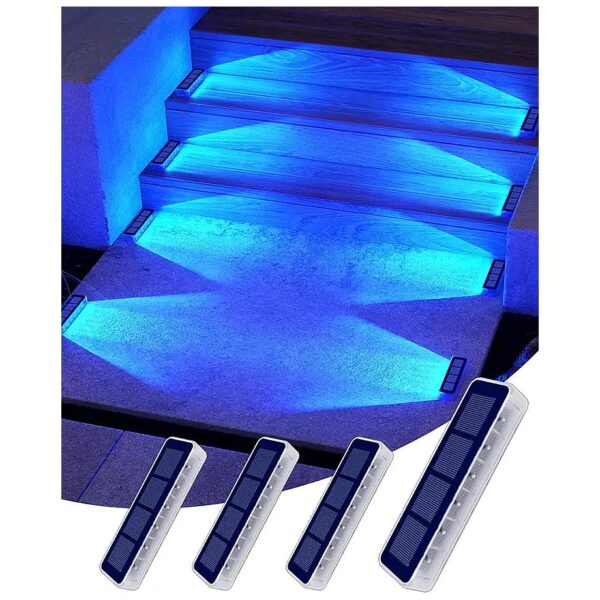 Outdoor Solar Powered Step Lights for Deck Porch Dock Pathway with 4-Pack and Waterproof