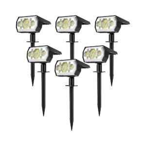 Outdoor Solar Spotlights 6 Pack 3 Modes Automatic On Off Cold White Lights Waterproof