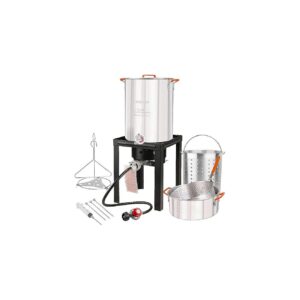 Outdoor Turkey Fryer Kit with Heavy Duty Steel Construction and Gas Burner