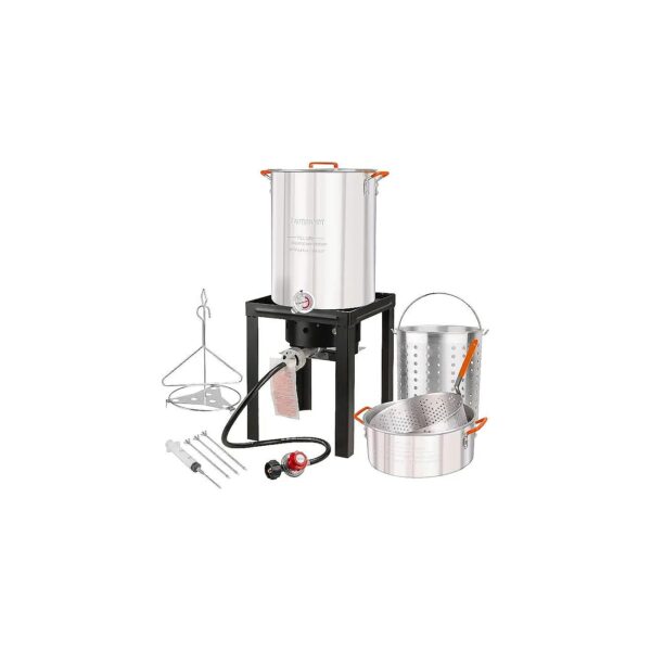 Outdoor Turkey Fryer Kit with Heavy Duty Steel Construction and Gas Burner