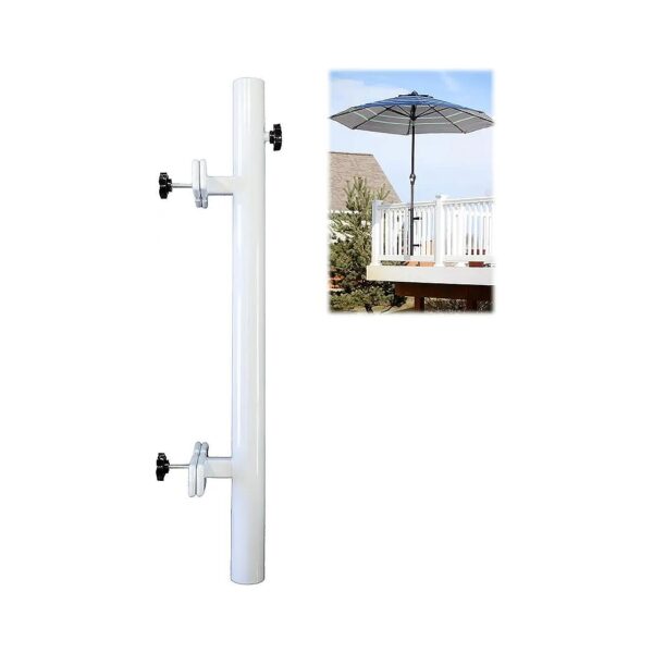 Outdoor Umbrella Base and Mount That Attaches to Most Railings