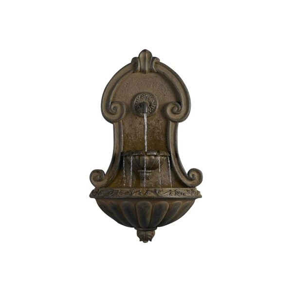 Outdoor Wall Fountain Copper Finish Durable Polyresin Construction 33 Inch