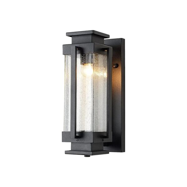 Outdoor Wall Lamp with Seeded Glass Shade and Dusk to Dawn Sensor for House or Garage