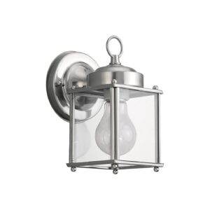 Outdoor Wall Lantern with Clear Glass Panels and Antique Brushed Finish