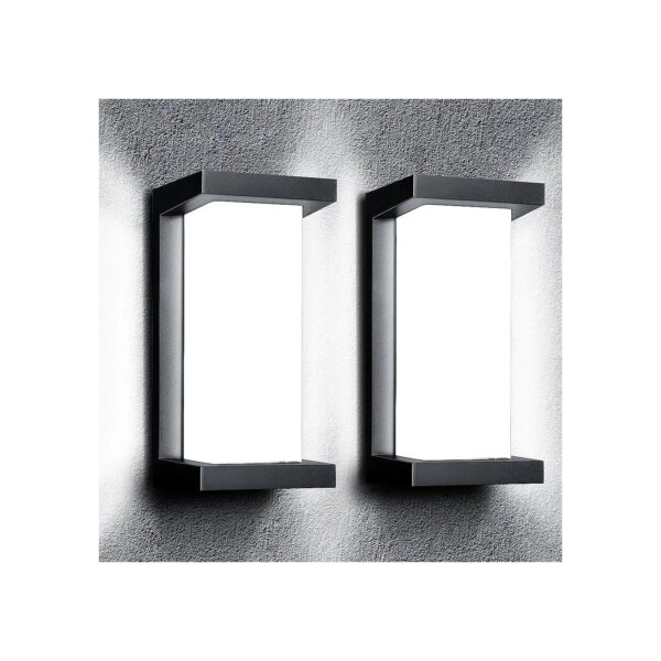 Outdoor Wall Light Fixtures 6500K LED Modern Black Aluminum Housing 20w 2Pack Waterproof