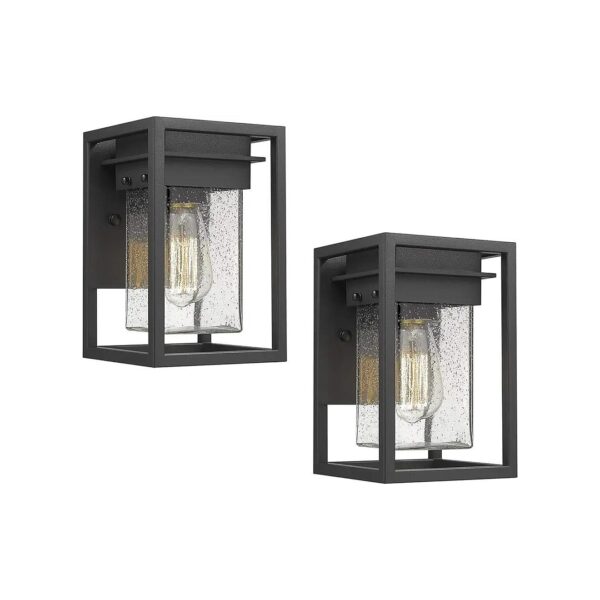 Outdoor Wall Lighting Fixtures 2-Pack with Black Finish and Modern Aluminum Construction