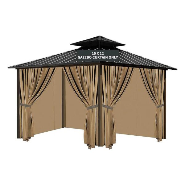 Outdoor Waterproof Gazebo Curtain 10x12 Brown Universal Fit Patio