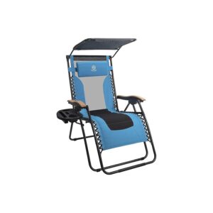 Outdoor Zero Gravity Reclining Lounger with Shade Cover and Removable Tray Table