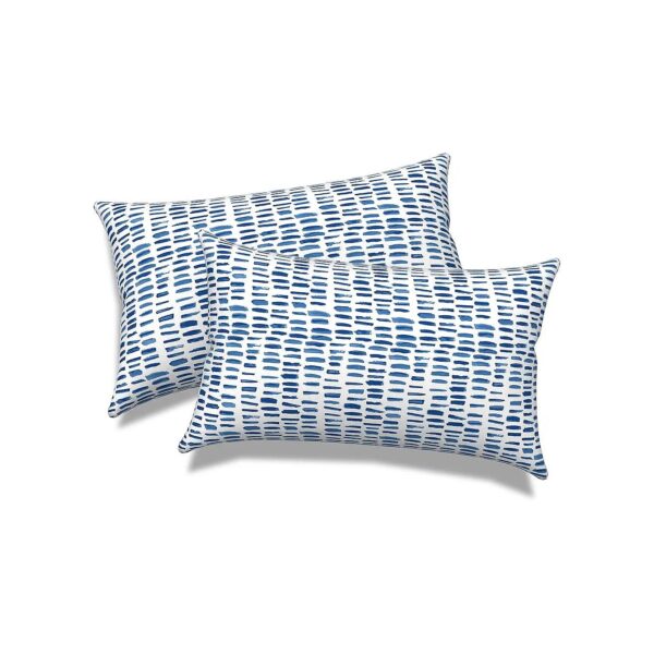 Outdoor/Indoor Lumbar Pillows with Polyester Fill and Pebble Blue Fabric