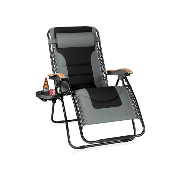 Oversize Zero Gravity Chair with Cup Holder and 400 LBS Weight Capacity - Grey