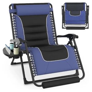 Oversized Reclining Patio Chair with Cup Holder and Footrest for Relaxation and Leisure