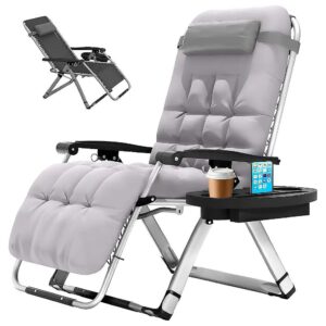 Oversized Zero Gravity Chair with Adjustable Headrest and Removable Cushion