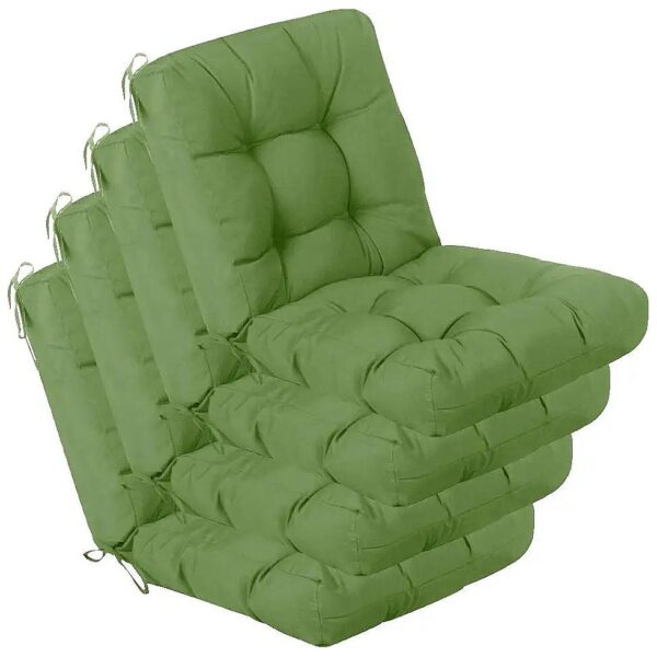 Overstuffed Dark Green Outdoor Seat Back Chair Cushion Polyester Furniture Cushion