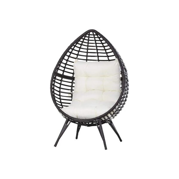 PE Rattan Wicker Egg Chair with Comfortable Soft Cushion and Adjustable Feet