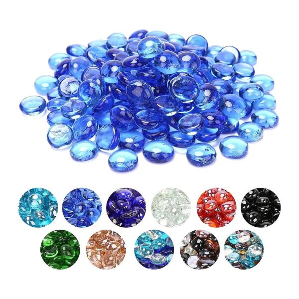 Pacific Ocean Blue Luster Fire Pit Glass Rocks for Indoor Outdoor Fireplaces