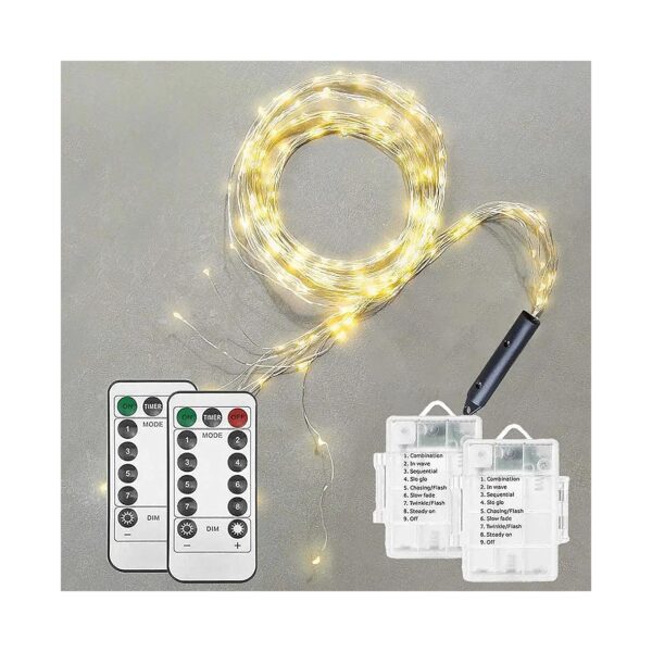 Pack 200 LED Firefly Waterfall Fairy Lights with Remote Control and Timing Function